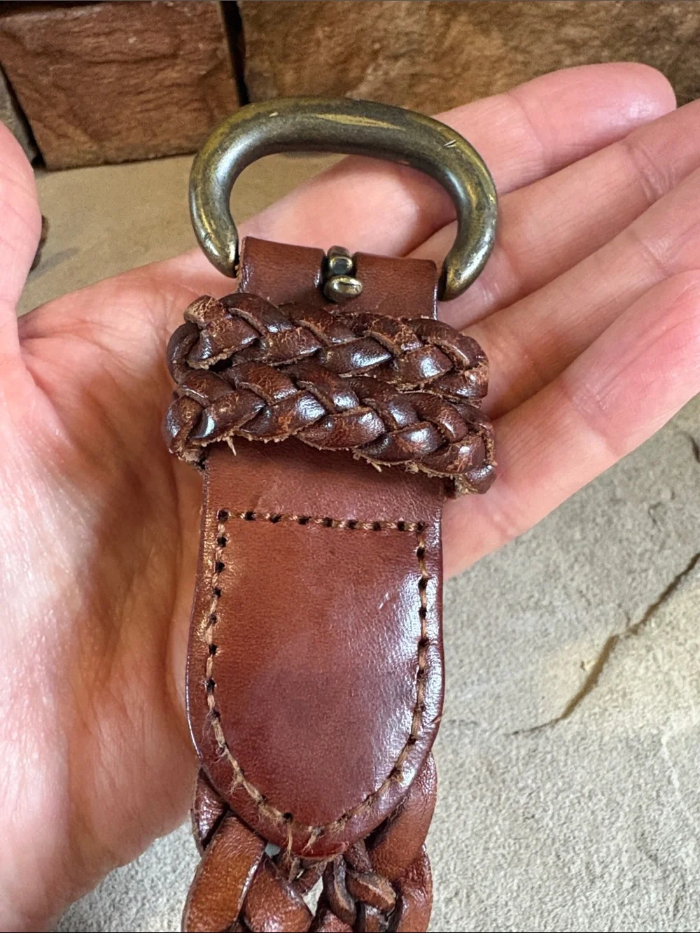 Ralph Lauren sz 28 brown leather braided woven belt